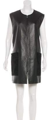 Neiman Marcus Leather Sleeveless Dress
