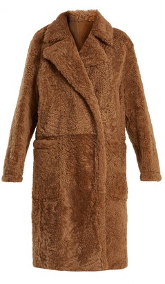 Yves Salomon Camel Shearling Coat for Women