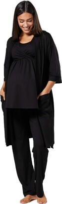 Robe 558 Pants Top Chelsea Clark Womens Maternity Nursing 3pcs Nightwear Set