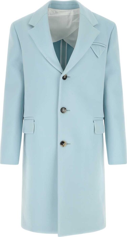Bottega Veneta Pastel Light-blue Tricotine Coat