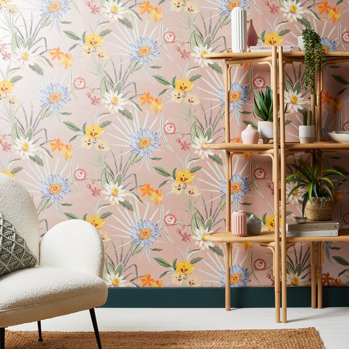 Dunelm Tropical Floral Blush Wallpaper Pink ShopStyle