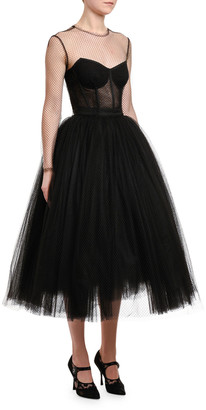 Dolce & Gabbana Netted Illusion Bustier Tulle Dress