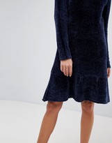 Thumbnail for your product : Y.A.S chenille ruffle drop hem midi dress in blue