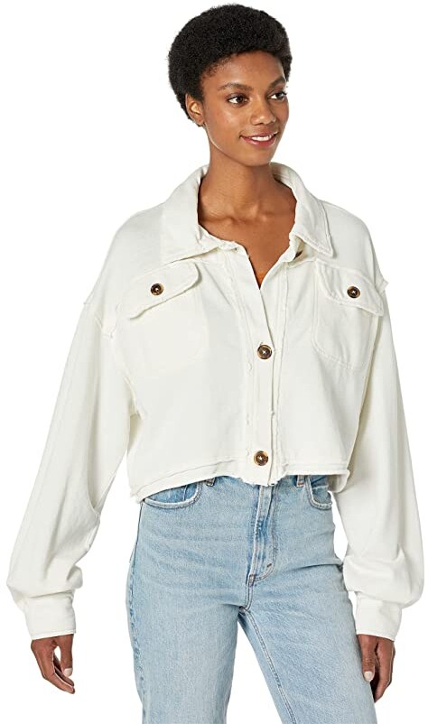 cropped button up jacket