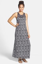 Thumbnail for your product : Angie Embellished Print Maxi Dress (Juniors)