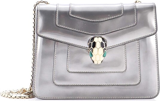Pre-Owned Bvlgari Small Serpenti Forever Square Shoulder Bag Metallic Leather