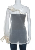 Thumbnail for your product : Givenchy Cream Silk Organza One Shoulder Blouse M