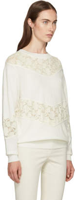 See by Chloe White Knit Lace Crewneck