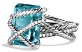 Thumbnail for your product : David Yurman Cable Wrap Ring with Blue Topaz and Diamonds
