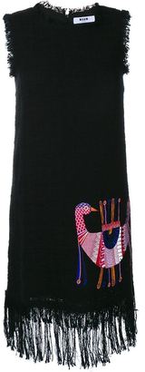 MSGM Embroidered Dress with Fringing - women - Cotton/Polyester/Viscose - 48