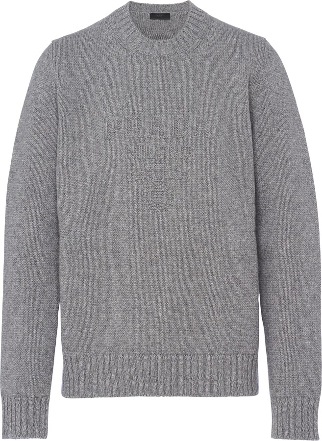 Prada Wool And Cashmere Crew-neck Sweater Man Grey Size 46