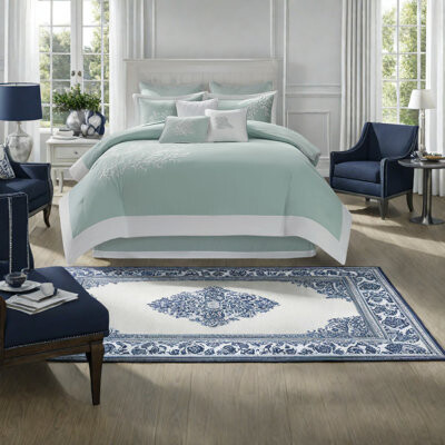 Xylbina Luxury Aqua Cotton Jacquard Bedding Set Oversized For Home Comfort