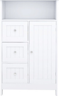 3 Drawers And 1 Door Cabinet In White - Versatile For Bathroom Livingroom Standing A Stylish Interior