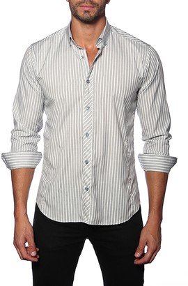 Jared Lang Striped Long Sleeve Semi-Fitted Shirt