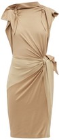 Thumbnail for your product : Burberry Draped Knotted Stretch-silk Dress - Beige