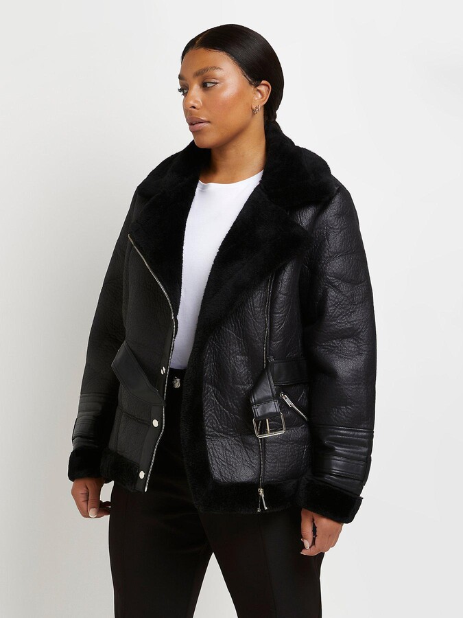 black fur lined aviator jacket