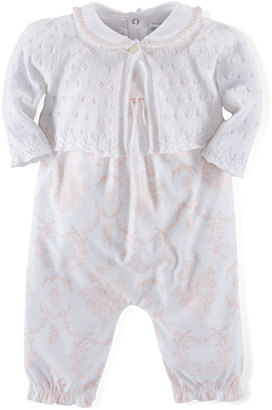 Ralph Lauren Childrenswear Cotton Bolero, Playsuit & Overalls Set, Pink/White, Newborn-12 Months