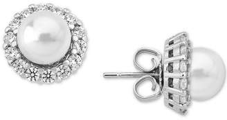 Majorica Sterling Silver Imitation Pearl and Crystal Halo Earring Jackets