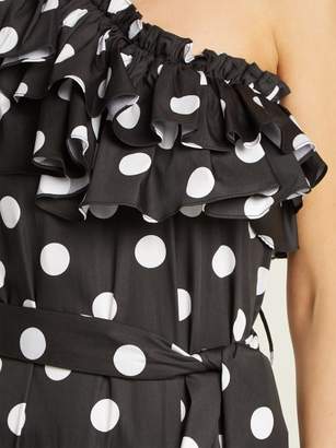 Caroline Constas Rhea Ruffled Cotton Blend Dress - Womens - Black White