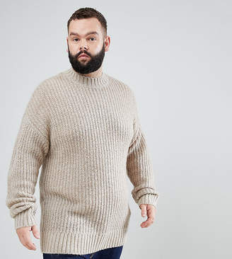ASOS Design PLUS Mohair Wool Blend Turtleneck Sweater In Brown