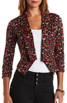 Thumbnail for your product : Charlotte Russe Floral Print Open Front Asymmetrical Blazer