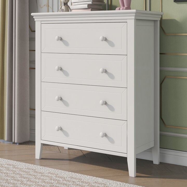 Sunmory White Wooden FourDrawer Chest Dresser Storage for Bedroom ShopStyle