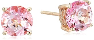 Amazon Collection Rose Gold Plated Sterling Silver Baby Pink Topaz Stud Earrings made with Topaz Gemstones