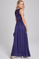 Thumbnail for your product : Little Mistress Erin Navy Satin Hand-Embellished Maxi Dress