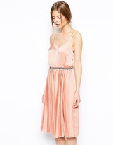 Thumbnail for your product : ASOS Pleated Embellished Waist Midi Dress