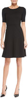 Thumbnail for your product : Elie Tahari Maria Fit-and-Flare Short-Sleeve Dress, Black