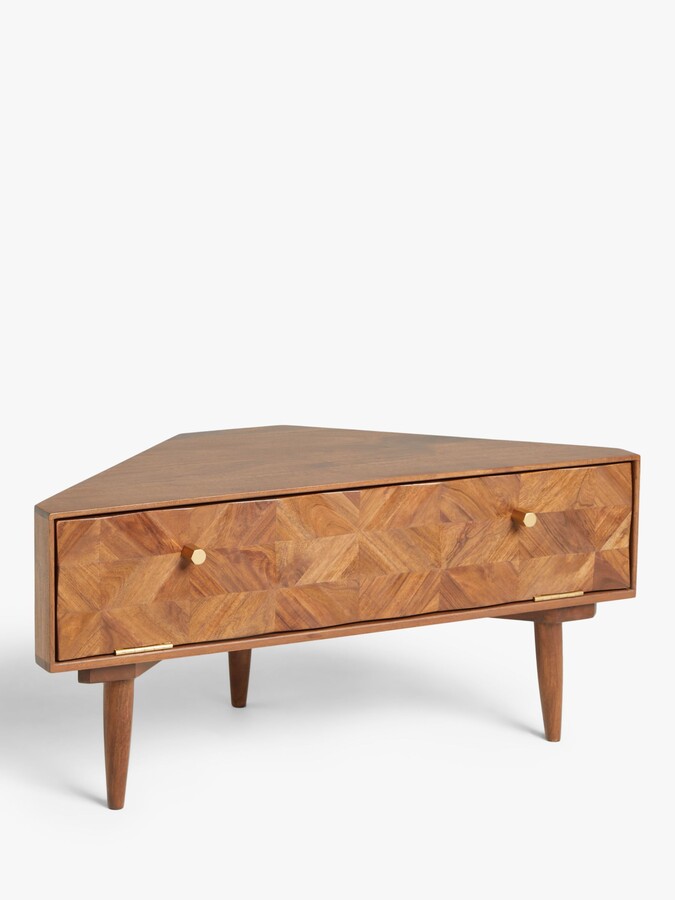 John Lewis + Swoon Franklin Corner TV Stand for TVs up to 20, Brown