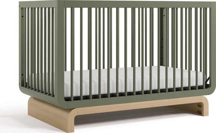 Storkcraft Santorini 5-in-1 Convertible Baby Crib, Olive with Driftwood