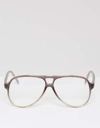 Reclaimed Vintage Inspired Aviator Clear Lens Glasses In Tbrownort