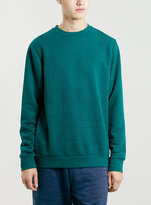 Thumbnail for your product : Topman Teal Maple Quilt Texture Sweatshirt
