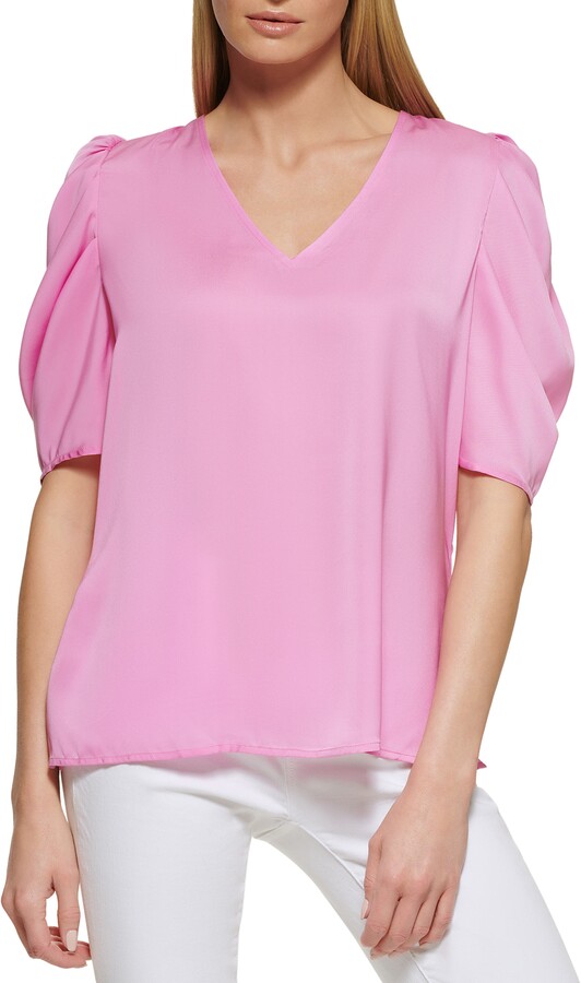 Pink Puff Sleeve Top | Shop The Largest Collection | ShopStyle