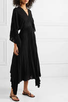 Thumbnail for your product : Valentino Asymmetric Open-back Pleated Stretch-knit Dress - Black