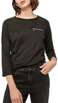 Gerard Darel Ursulines Two Tone Zip Detail T-Shirt, Black