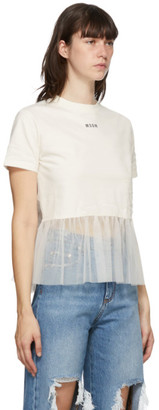MSGM Off-White Tulle Micro Logo T-Shirt
