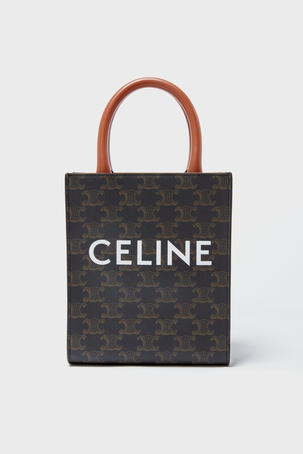 Celine Mini Vertical Cabas Celine In Textile With Celine Print White/Brown  For Women 8in/20cm 193302BNZ.02NT - Elite Outfits in 2023