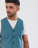 Thumbnail for your product : ASOS DESIGN wedding slim suit waistcoat in mid blue