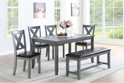 Latitude Run Dining Room Furniture Casual Modern 6Pc Set Dining Table 4X Side Chairs And A Bench Rubberwood And Birch Veneers Espresso Finish