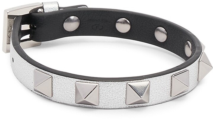 Valentino Garavani Rockstud Metallic Leather Bracelet