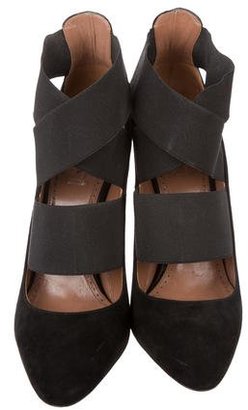 Alaia Suede Round-Toe Booties