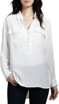 Thumbnail for your product : Equipment Lace-Up Super Vintage Wash Top