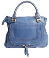 Thumbnail for your product : Chloé royal blue leather 'Marcie' large stitch detailed top handle bag