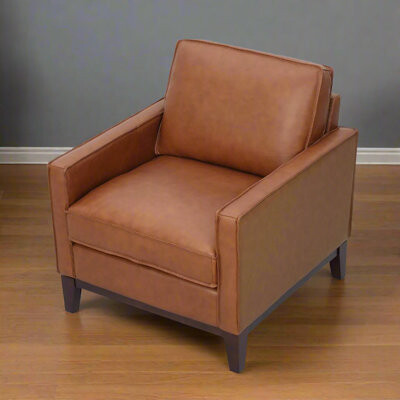 Hokku Designs Samhara Top Grain Leather Armchair - Chestnut