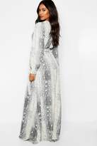 Thumbnail for your product : boohoo Snake Print Belted Woven Maxi Dress