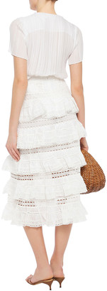Zimmermann Tiered Ruffled Lace And Cotton-gauze Midi Skirt