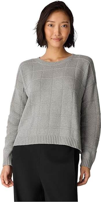 (取寄) アイリーン フィッシャー レディース コットン アンド リサイクル カシミア クルー ネック セーター Eileen Fisher women Cotton And Recycled Cashmere Crew Neck Sweater Dark Pearl eileen-fisher-cotton-and-