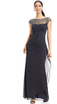 Thumbnail for your product : Xscape Evenings Cap-Sleeve Illusion Beaded Gown